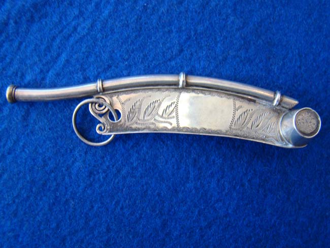 A rare English sterling silver engraved Bosun's Whistle made in 1862 — image 2